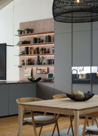 Cocina moderna y funcional, diseñada para optimizar el espacio y ofrecer un estilo contemporáneo.