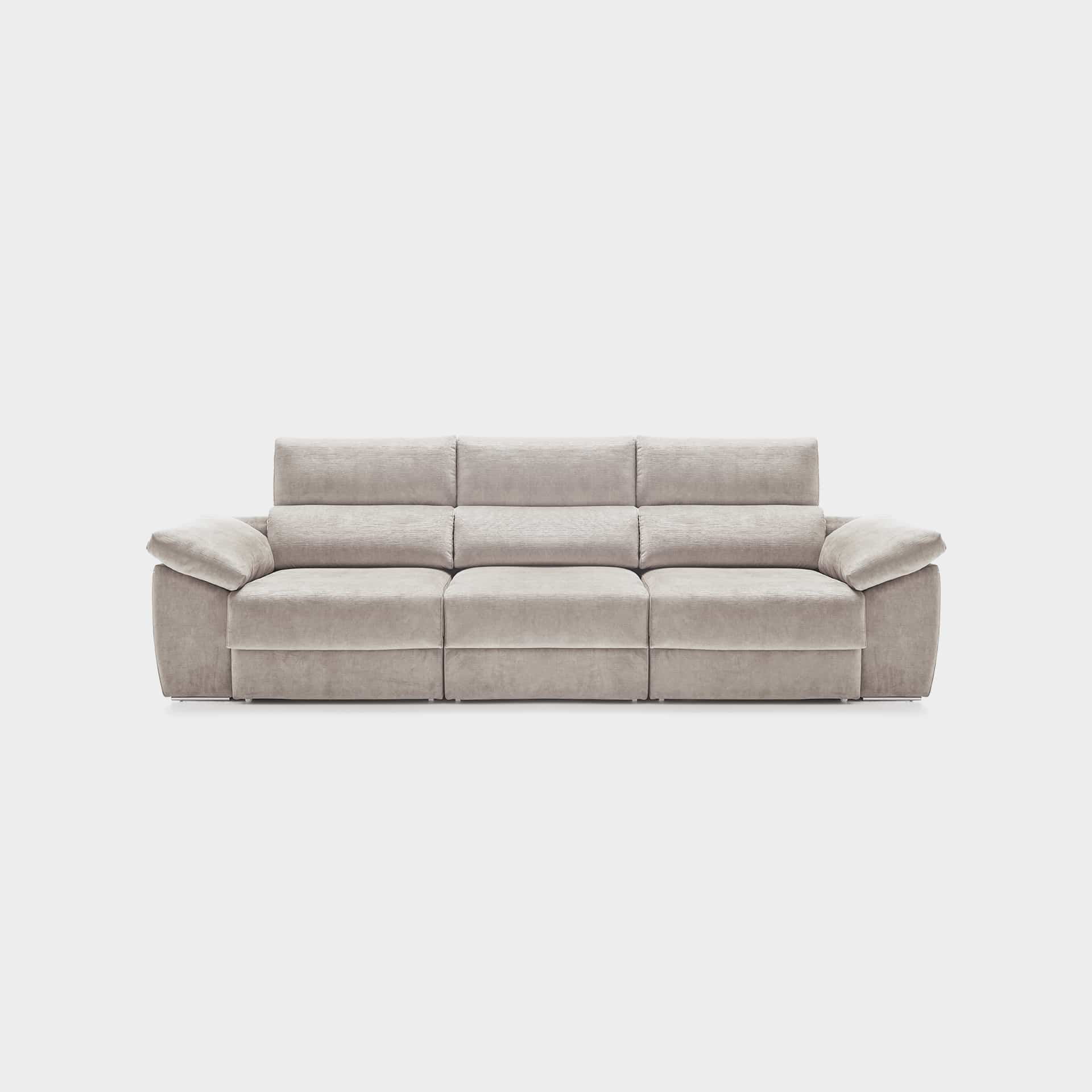 Sofá Ankor gris, 222 cm, con módulos convertibles y arcón